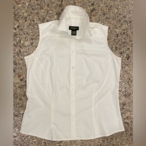 Eddie Bauer White Sleeveless Button-Down Shirt